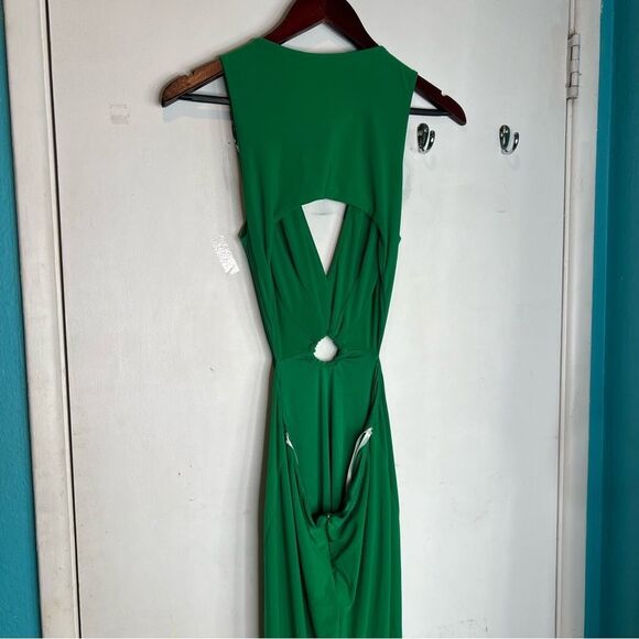Betsy & Adam Kelly green maxi elegant open back made in the USA - Picture 2 of 12